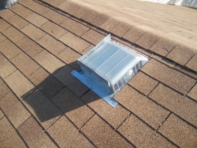 Inadequate attic ventilation. This homeowner screwed sheet metal to 2 sides of the turtle vent making it almost useless.
