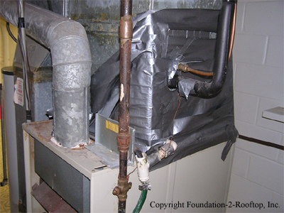 Duct-taped furnace.