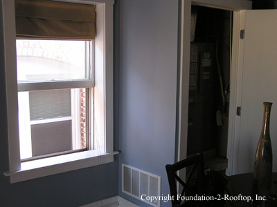Furnace venting to nearby windows on this newly remodeled Omaha condo.