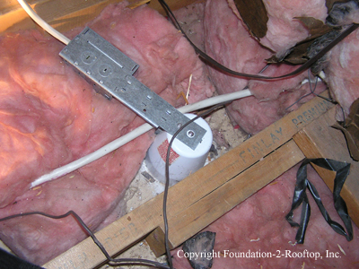 Uninsulated canned light improperly installed.