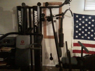 Main electric panel blocked by home gym.